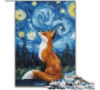 Puzzle da 1000 pezzi per adulti e ragazzi Night Sky Fox Difficile da completare ma divertente e umoristico, con poster abbinato e foglio di quiz 50x75cm