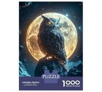 Puzzle Da 1000 Pezzi Per Adulti E Ragazzi Owl on A Moonlit Rock Puzzle Giochi Divertenti Sfida Difficile Interazione Genitore-figlio 38x26cm/1000pcs