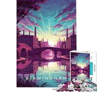 Puzzle da 1000 pezzi per adulti e ragazzi paesaggio urbano di Birmingham con fiume e ponti Gioco divertente per adulti corsa a tempo Ideale come regalo (dimensioni 50x75cm)