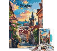 Puzzle da 1000 pezzi per adulti e ragazzi paesaggio urbano di Praga giocattolo educativo gioco pratico per divertimento in famiglia regalo di Babbo Natale segreto (dimensioni 38x26cm)
