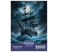 Puzzle Da 1000 Pezzi Per Adulti E Ragazzi Pirate Ship Stormy Sea Puzzle Per Adulti Gioco Rompicapo Decorazione Murale Compleanno E Regali Unici 52x38cm/1000pcs