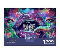 Puzzle Da 1000 Pezzi Per Adulti E Ragazzi Psychedelic Cats in Mouth Art Print Puzzle Per Adulti, Giocattoli Antistress, Gara Di Velocità Manuale, Regali Di Compleanno E Unici 38x26cm/1000pcs