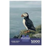 Puzzle Da 1000 Pezzi Per Adulti E Ragazzi Puffin on A Cliff Overlooking The Ocean Puzzle Giochi Divertenti Sfida Difficile Interazione Genitore-figlio 52x38cm/1000pcs