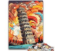 Puzzle da 1000 pezzi per adulti e ragazzi, puzzle colorati della Torre di Pisa per ragazzi, con poster abbinato e foglio di quiz per bambini dai 14 anni in su (26x38cm)