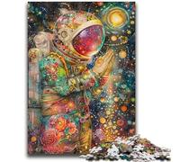 Puzzle da 1000 pezzi per adulti e ragazzi, puzzle con astronauti che pregano per adolescenti, per ammazzare il tempo durante le vacanze a casa con poster abbinato e foglio di quiz (50x75cm)