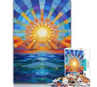 Puzzle da 1000 pezzi per adulti e ragazzi puzzle con sole che sorge sull'oceano antistress sfida difficile regali di Babbo Natale segreto 38x26cm