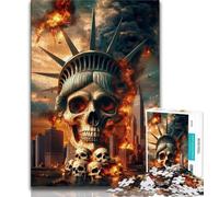 Puzzle da 1000 pezzi per adulti e ragazzi puzzle della Statua della Libertà con scheletro per adolescenti perfetti per le serate di gioco giocattolo colorato per la casa regalo 75x50cm