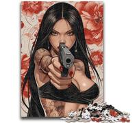 Puzzle da 1000 pezzi per adulti e ragazzi, puzzle di donne che sparano per adolescenti, con poster abbinato e foglio di quiz per bambini dai 14 anni in su (50x75cm)