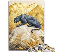 Puzzle da 1000 pezzi per adulti e ragazzi, puzzle Golden Leopard per ragazzi, per ammazzare il tempo in vacanza con poster abbinato e foglio di quiz (26x38cm)