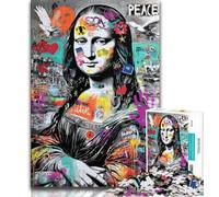 Puzzle da 1000 pezzi per adulti e ragazzi, Puzzle Mona Lisa Graffiti per adulti, Giocattoli per la decorazione della casa, antistress per le vacanze (dimensioni 38x26cm)