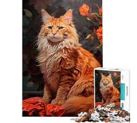 Puzzle da 1000 pezzi per adulti e ragazzi raffigurante un gatto Maine Coon tigrato rosso Un gioco stimolante e divertente adatto a partire dai 14 anni (38x26cm)