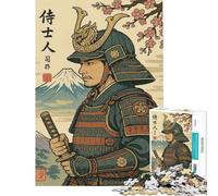 Puzzle da 1000 pezzi per adulti e ragazzi raffigurante un guerriero samurai con il Monte Fuji Puzzle per ragazzi decorazione da parete migliora la memoria stimolante e impegnativo (dimensioni 38x52cm)