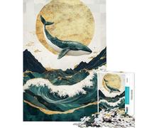 Puzzle da 1000 pezzi per adulti e ragazzi raffigurante una balena che salta tra le onde Gioco interattivo ideale come regalo di compleanno o per occasioni speciali (dimensioni: 38x52cm)