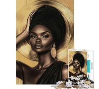 Puzzle da 1000 pezzi per adulti e ragazzi raffigurante una donna nera in oro Puzzle per adulti giocattolo decorativo da parete divertente e spiritoso ideale come regalo di compleanno o per occasioni