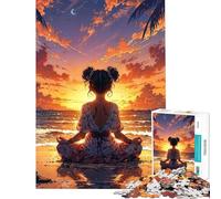 Puzzle da 1000 pezzi per adulti e ragazzi raffigurante una scena di meditazione al tramonto Gioco per famiglie di difficoltà elevata ideale come regalo (dimensioni 38x52cm)