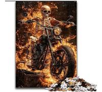 Puzzle da 1000 pezzi per adulti e ragazzi raffigurante uno scheletro in sella a una motocicletta, giocattolo educativo ideale come regalo per tutta la famiglia (dimensioni 50x75cm)
