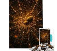 Puzzle da 1000 pezzi per adulti e ragazzi ragno dorato nella ragnatela gioco interattivo regalo per donne compleanno e regali unici (dimensioni 38x26cm)