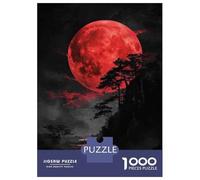 Puzzle Da 1000 Pezzi Per Adulti E Ragazzi Red Moon Night Scene Puzzle Per Adulti Gioco Pratico Un'opera D'arte Ideale Come Regalo 38x26cm/1000pcs