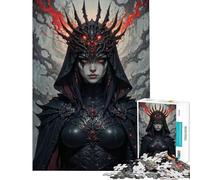 Puzzle da 1000 pezzi per adulti e ragazzi Regina Oscura con corona e armatura gioco divertente corsa a tempo ideale come regalo (dimensioni 38x26cm)