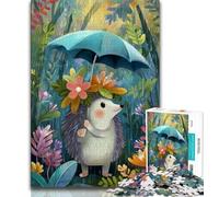 Puzzle da 1000 pezzi per adulti e ragazzi, riccio che tiene un ombrello, puzzle da 1000 pezzi, giocattolo educativo antistress, regalo per amici e familiari (dimensioni 75x50cm)
