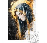 Puzzle da 1000 Pezzi per Adulti e Ragazzi Ritratto della Vergine Sacra: Donna Santa con Aureola Dorata Regalo Divertente e Attività per la Casa dai 12 Anni 70x50cm/1000 pezzi
