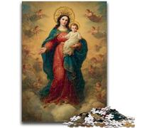 Puzzle da 1000 pezzi per adulti e ragazzi Ritratto di Maria, la madre, antistress, per ammazzare il tempo, lista dei desideri con Babbo Natale, 50x75cm