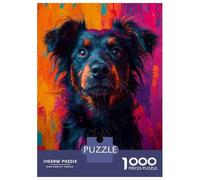 Puzzle Da 1000 Pezzi Per Adulti E Ragazzi Shepherd Mix Dog Portrait in Abstract Colors Pop Art Style Puzzle Per Adulti Giocattolo Decorazione Da Parete Decorazione Da Parete Interazione Genitore-figli