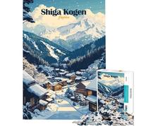 Puzzle da 1000 pezzi per adulti e ragazzi Shiga Kogen Giappone Villaggio invernale Puzzle per ragazzi Giocattolo Decorazione da parete Migliora la memoria Difficile e stimolante (Dimensioni 50x75cm)