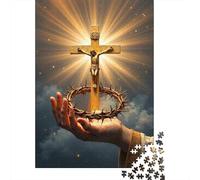 Puzzle da 1000 Pezzi per Adulti e Ragazzi Simbolo Religioso Crocifissione: Croce con Corona di Spine Regalo Divertente e Attività per la Casa e Decorazione Parete 52x38cm/1000 pezzi
