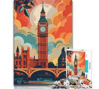 Puzzle da 1000 pezzi per adulti e ragazzi, skyline di Londra con Big Ben, giocattoli educativi per l'apprendimento, giochi per famiglie, migliorano l'amore tra coppie (75x50cm)