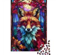 Puzzle Da 1000 Pezzi Per Adulti E Ragazzi Stained Glass Fox Artwork-1 Puzzle Per Adulti Giocattolo Decorazione Da Parete Corsa Di Velocità Manuale Difficile E Sfida 70x50cm/1000pcs