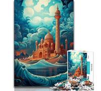 Puzzle da 1000 pezzi per adulti e ragazzi Taj Mahal che naviga sulle onde Puzzle da 1000 pezzi, ideale come regalo per tutta la famiglia dai 14 anni in su (dimensioni 38x26cm)