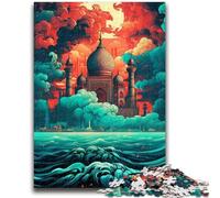 Puzzle da 1000 pezzi per adulti e ragazzi Taj Mahal che naviga sulle onde Puzzle per adolescenti, giochi divertenti Decorazione da parete Regali unici per compleanno e Natale 38x26cm