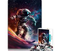 Puzzle da 1000 pezzi per adulti e ragazzi, tema: astronauta che fa surf nello spazio, giochi divertenti per la famiglia, attività divertenti a casa, regalo di compleanno, regali da viaggio (75x50cm)