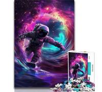 Puzzle da 1000 pezzi per adulti e ragazzi, tema: astronauta che fa surf nello spazio, giochi divertenti per la famiglia, attività divertenti a casa, regalo di compleanno, regali da viaggio (38x26cm)