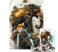 Puzzle da 1000 pezzi per adulti e ragazzi tema "Il Sacro Dominio dell'Elefante" gioco di puzzle per adulti decorazione da parete divertente e spiritoso regalo di compleanno e unico (38x52cm)