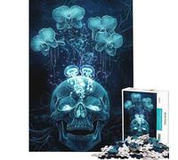 Puzzle da 1000 pezzi per adulti e ragazzi teschio con orchidee e meduse stimolante per la mente regalo per donne gioco rompicapo per maggiori di 14 anni (38x52cm)