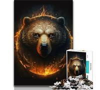 Puzzle da 1000 pezzi per adulti e ragazzi testa di orso di fuoco 1000 pezzi per adulti antistress per trascorrere il tempo libero a casa lista dei desideri con Babbo Natale 75x50cm
