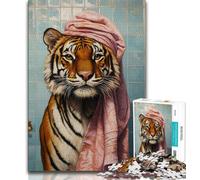 Puzzle da 1000 pezzi per adulti e ragazzi, Tigre nel bagno, puzzle per adolescenti, giochi divertenti, ogni pezzo è unico - gioco divertente e stimolante per tutta la famiglia (dimensioni 75x50cm)