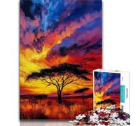 Puzzle da 1000 pezzi per adulti e ragazzi, tramonto sulla prateria africana, difficile da completare ma divertente e umoristico, regalo di compleanno, regali, decorazione murale 50x75cm