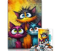 Puzzle da 1000 pezzi per adulti e ragazzi, tre gatti, gioco stimolante, ideale come regalo per tutta la famiglia (38x26cm)