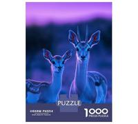 Puzzle Da 1000 Pezzi Per Adulti E Ragazzi Two Gazelle in Purple Light Puzzle Giochi Divertenti Sfida Difficile Interazione Genitore-figlio 38x26cm/1000pcs