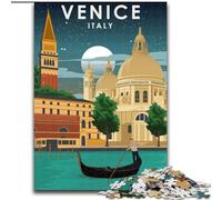 Puzzle da 1000 pezzi per adulti e ragazzi Venezia Italia di notte, gioco educativo e sfida per migliorare la memoria per 14 anni 26x38cm