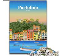 Puzzle da 1000 pezzi per adulti e ragazzi Viaggio a Portofino, gioco educativo e sfida per migliorare la memoria per 14 anni 26x38cm