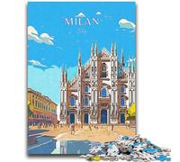 Puzzle da 1000 pezzi per adulti e ragazzi, viaggio in Italia e Milano, giocattoli per l'intrattenimento della famiglia con poster abbinato e foglio di quiz (26x38cm)
