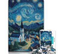 Puzzle da 1000 pezzi per adulti e ragazzi Villaggio sotto il cielo notturno 1000 pezzi per adulti lista dei desideri con Babbo Natale per bambini dai 14 anni in su 75x50cm