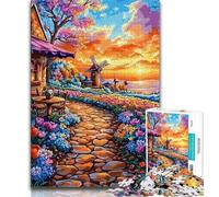 Puzzle da 1000 pezzi per adulti e ragazzi, villaggio sul mare, antistress, per ammazzare il tempo, lista dei desideri con Babbo Natale (dimensioni 75x50cm)