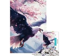 Puzzle da 1000 pezzi per adulti e ragazzi volo dell'aquila e fiori di ciliegio Attività divertenti da fare in casa decorazione artistica per la casa giochi per famiglie dai 14 anni in su (38x26cm)