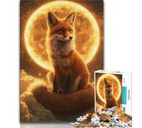 Puzzle da 1000 pezzi per adulti e ragazzi Volpe sulla luna, puzzle per adulti, decorazione artistica da parete e idea regalo di compleanno per amici, ufficio a casa (dimensioni 38x26cm)