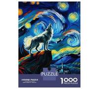 Puzzle Da 1000 Pezzi Per Adulti E Ragazzi Wolf Howling Under Starry Night Sky Puzzle Per Adulti Gioco Per Famiglie Decorazione Per La Casa Compleanno E Regali Unici 38x26cm/1000pcs